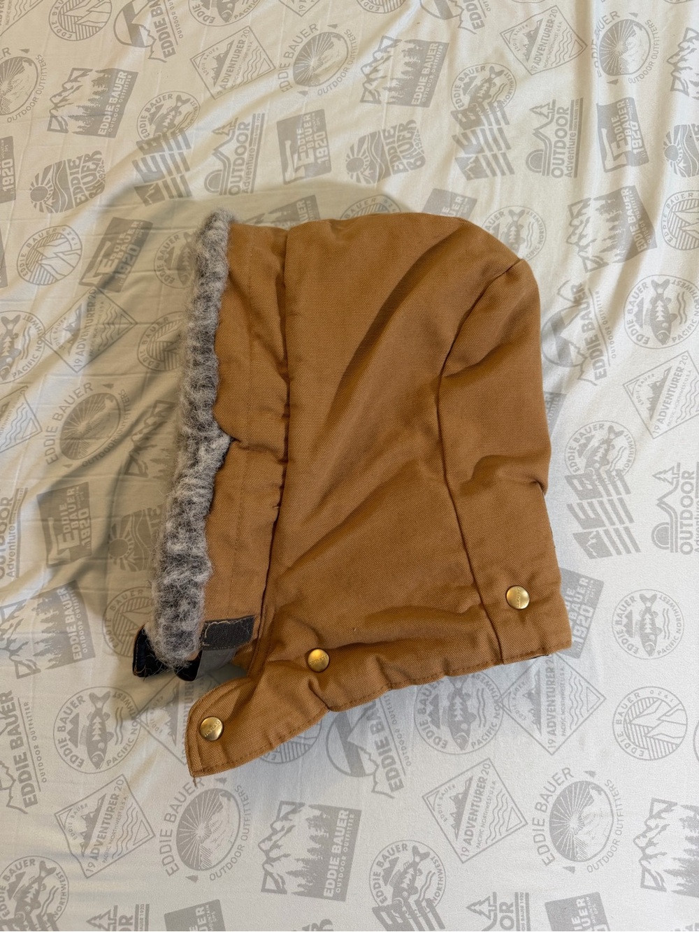 Vtg Carhartt Faux Fur Hood Quilt Lined Brown Detachable Snap Duck Canvas Work